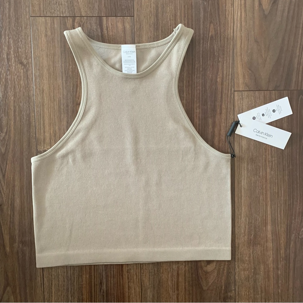 Calvin Klein Performance Womens Ribbed Crop Racerback Tank Top Size Large - Picture 9 of 9